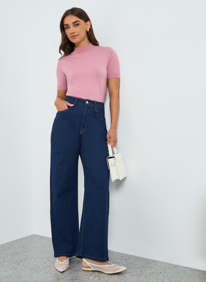 ستايلي جينز بقصة أرجل واسعة وخصر عالي - Image 4